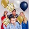 60PCS Navy Blue and Gold Confetti Balloons - Premium 12 Inch Pearl White and Gold Metallic Chrome Balloons for Birthday, Bridal Shower, and Graduation Party Decoration